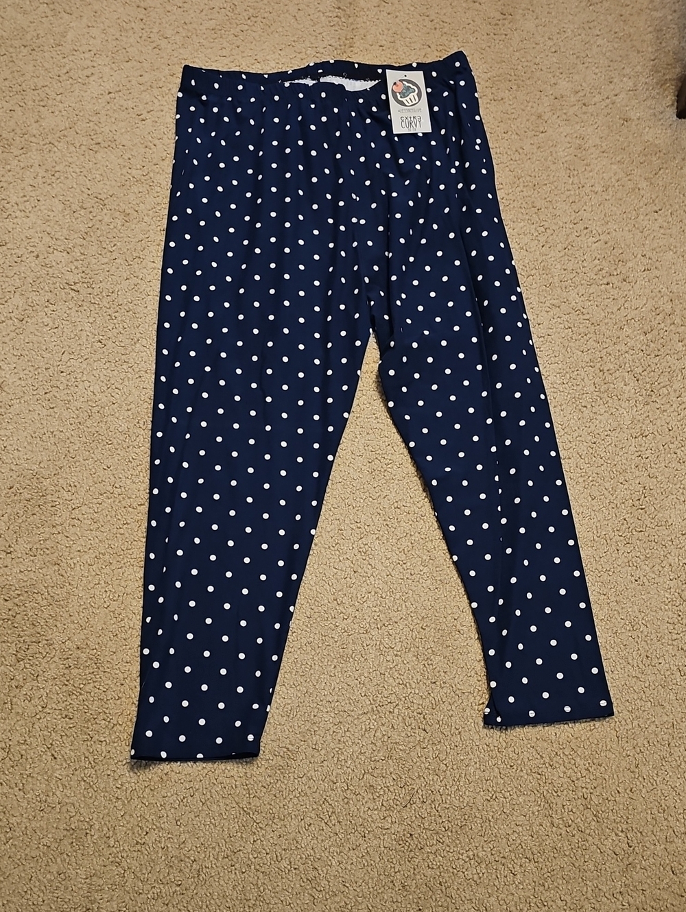 Women’s Navy Polka Dot Leggings - Classic Pull-On Fit